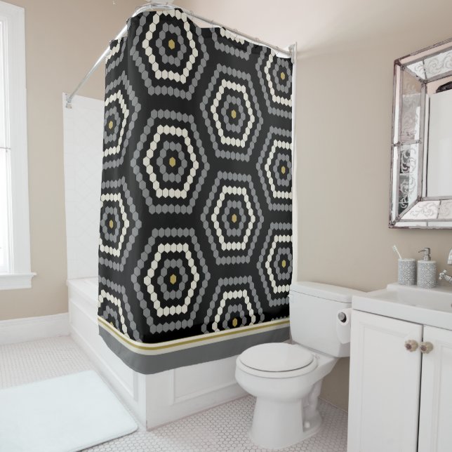 Black Hexagon Penny Hex Tile Pattern (In Situ)
