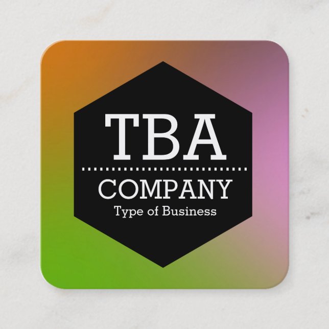 Black Hexagon -  Soft Gradient Square Business Card (Front)