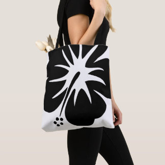 Black Hibiscus Tote Bag