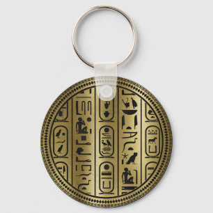 Black hieroglyphs pattern on Ancient Gold Keychain