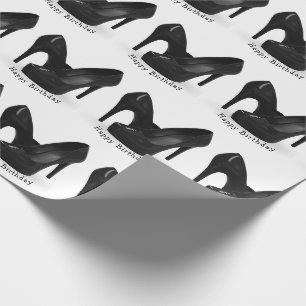 Black High Heel Shoe Birthday  Wrapping Paper