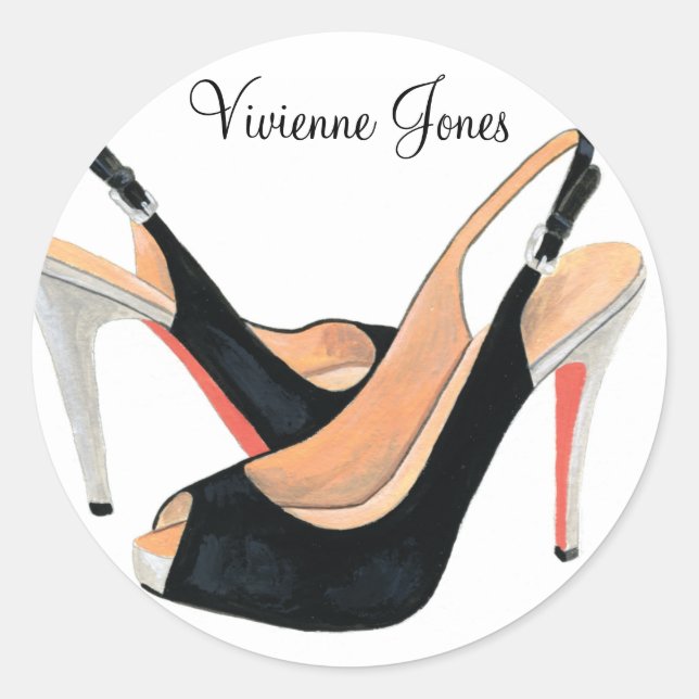 Black High Heels Personalized Sticker (Front)