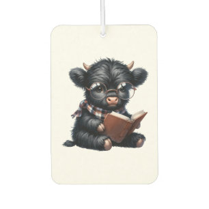 Black Highland Cow Reading A Book Air Freshener