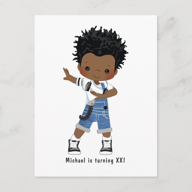 Black Hip Hop Rap Boy Break Dancer Birthday Party Postcard (Front)