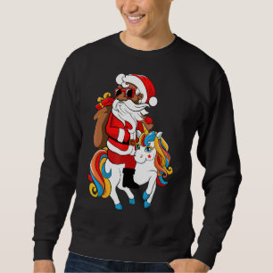 Black Hip Hop Santa Riding Unicorn African America Sweatshirt