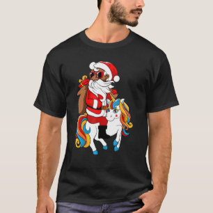Black Hip Hop Santa Riding Unicorn African America T-Shirt