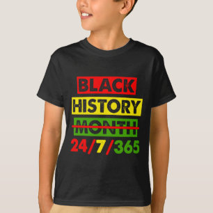 Black History 24 7 365 Africa Map Bhm Pride Afro W T-Shirt