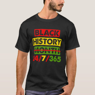 Black History 24 7 365 Africa Map BHM Pride Afro W T-Shirt