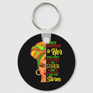 Black History African Woman Afro I Am The Storm  Keychain
