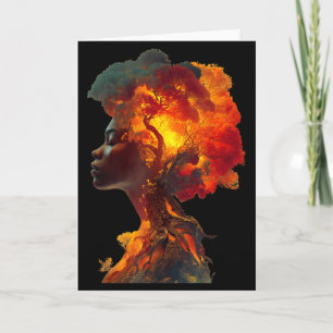 Black History Afro Woman Tree Roots Nature Art Her Card
