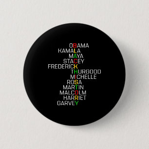 Black History Black Leaders Melanin African Men Wo 2 Inch Round Button