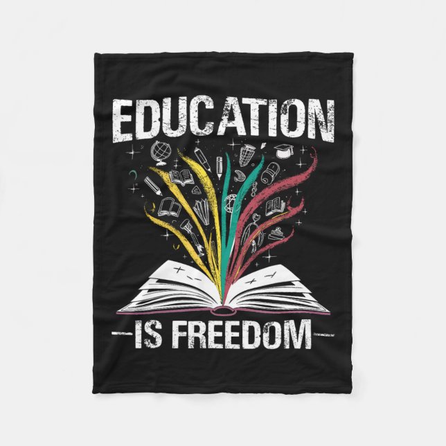 Black History Education Is Freedom Books Black His Fleece Blanket (Front)