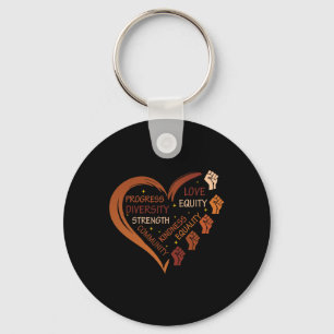 Black History Fists Diversity Equity Melanin Afric Keychain