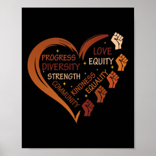 Black History Fists Diversity Equity Melanin Afric Poster