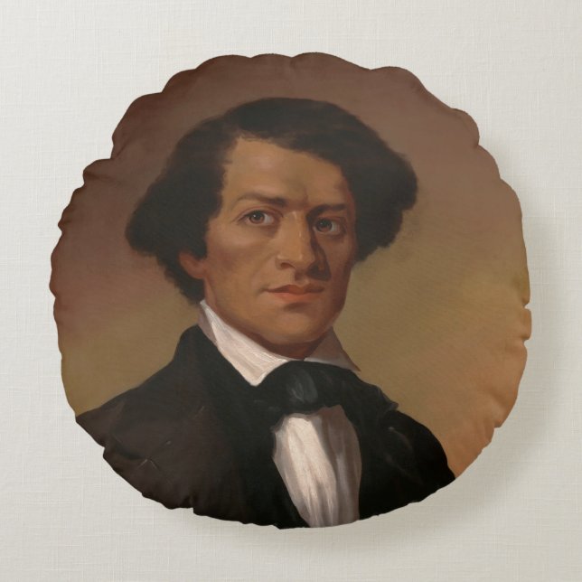 Black History: Fred Douglass Civil Rights 1845 Round Pillow (Front)