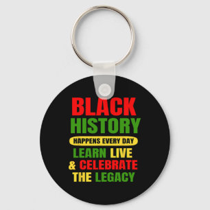 Black History Happens Every Day Black History Mont Keychain