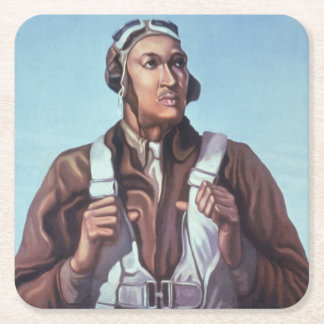 Black History Icons: Aviators of WW2, US Pilots Square Paper Coaster