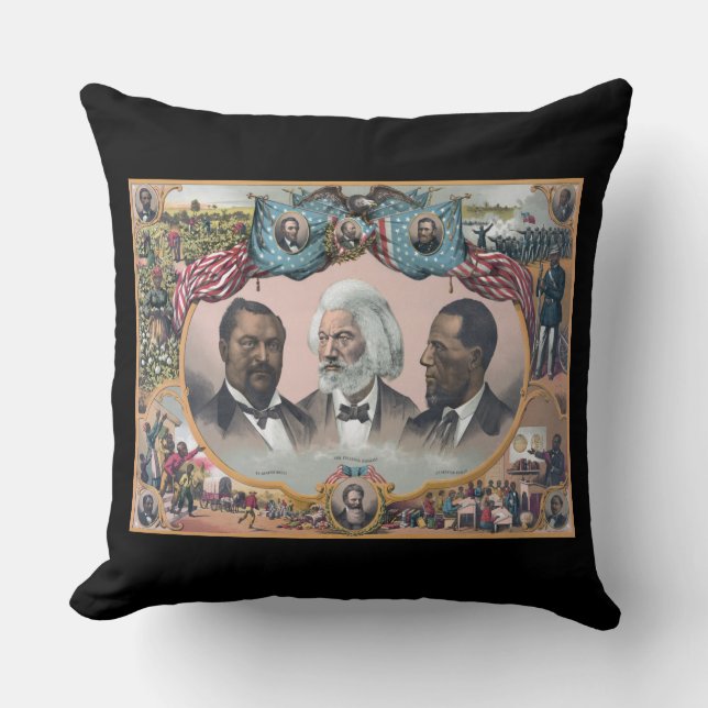 Black History Icons: With Frederick Douglass Throw Pillow (Front)