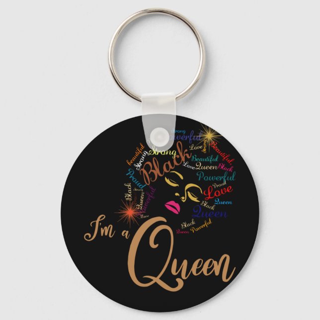 Black History I'm a Queen African American Keychain (Front)
