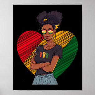 Black History Juneteenth Queen Melanin Sistas Afro Poster