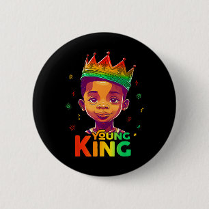 Black History Juneteenth Shirt For Young King Afro 2 Inch Round Button