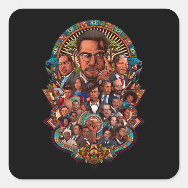 Black History Leaders Collage Inspirational Africa Square Sticker (Front)