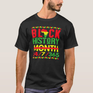 Black History Month 247365 Africa Map Melanin 2022 T-Shirt