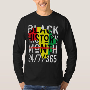 Black History Month 247365 Africa Map Melanin 2022 T-Shirt