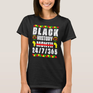 Black History Month 247365 Africa Map Melanin 2023 T-Shirt