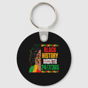 Black History Month 247365 Loc'd Girl Melanin Blac Keychain