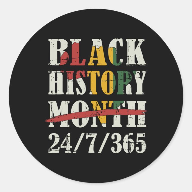 Black History Month 247365 With African Map Flag  Classic Round Sticker (Front)