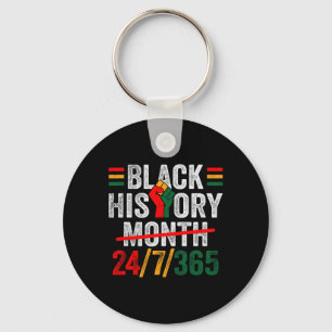 Black History Month 24 7 365 Fist African Men Wome Keychain