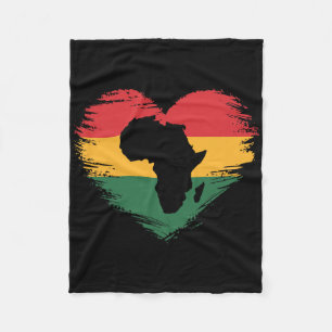 Black History Month Africa Love Heart Fleece Blanket