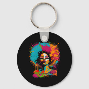 Black History Month African American Black Queen J Keychain