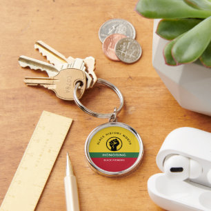 Black History Month African American Curved Text Keychain