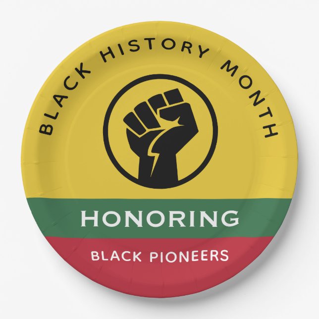 Black History Month African American Curved Text Paper Plate (Front)