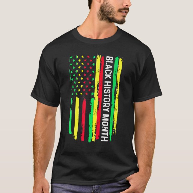 Black History Month African American Flag Melanin  T-Shirt (Front)