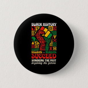 Black History Month African Believe Achieve Succee 2 Inch Round Button