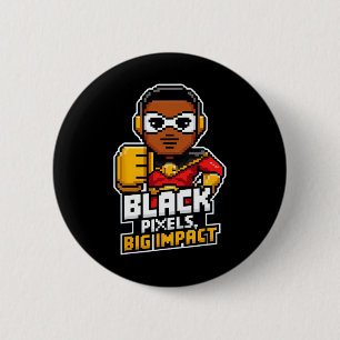 Black History Month African Black Afro Boy Video G 2 Inch Round Button