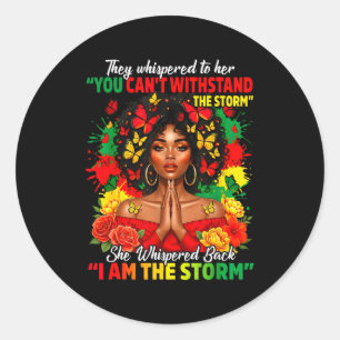 Black History Month African Girl Woman Afro I Am T Classic Round Sticker