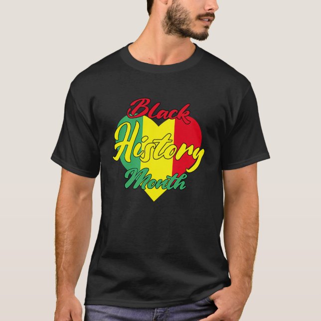 Black History Month African Proud Afro Valentines  T-Shirt (Front)