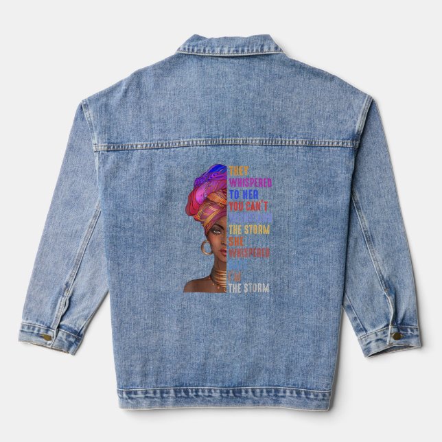 Black History Month African Woman Afro I Am The St Denim Jacket (Back)