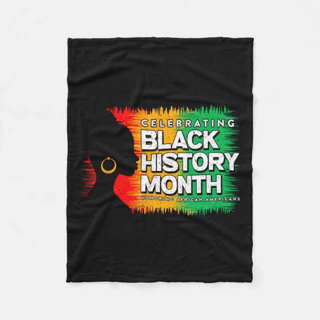 Black History Month Afro African American Juneteen Fleece Blanket (Front)