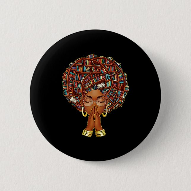 Black History Month Afro Book Lover Women Girls Li 2 Inch Round Button (Front)