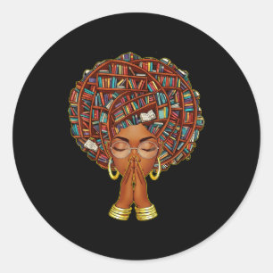 Black History Month Afro Book Lover Women Girls Li Classic Round Sticker