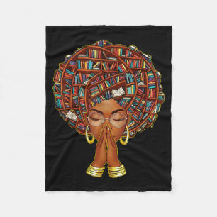Black History Month Afro Book Lover Women Girls Li Fleece Blanket