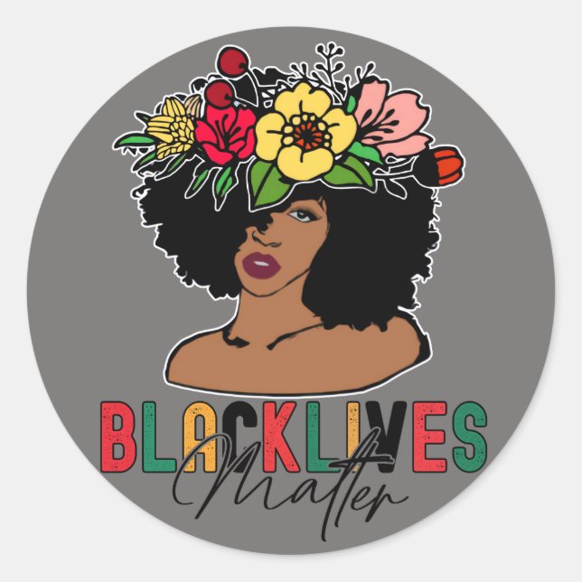 Black History Month Afro Woman Classic Round Sticker (Front)