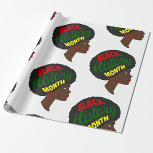 black history month afro woman wrapping paper