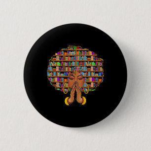 Black History Month Afro Women Girls Book Lover Li 2 Inch Round Button