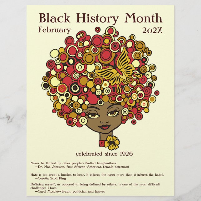 Black History Month, beautiful woman retro Flyer (Front)